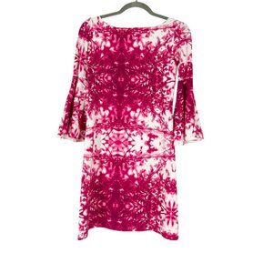 Chiara Boni La Petite Robe Pink Abstract Print Bell Sleeve Dress 40